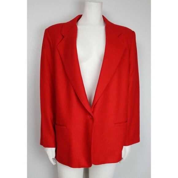 VINTAGE WOMEN'S RED WOOL BLAZER JACKET - ALFRED DUNNER - SIZE 38 - Picture 1 of 8